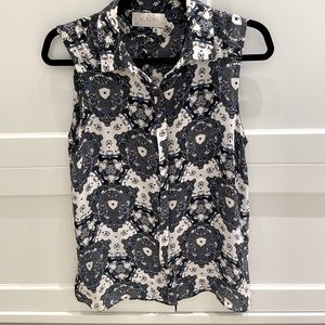 A.L.C. Patterned button down sleeveless blouse, size XS
